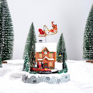 Globo de Nieve Musical con Casas Navideñas, Tren en Movimiento y Trineo de Santa Claus, Decoración Navideña con Luces LED - Product Image 1