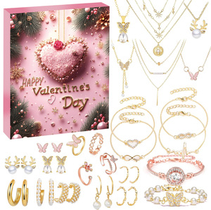 Coffret cadeau de bijoux de Noël pour femmes, calendrier de l'avent 24 <span class=keywords><strong>jours</strong></span>, collier surprise, boucles d'oreilles, coffret surprise Saint-Valentin - Product Image 5
