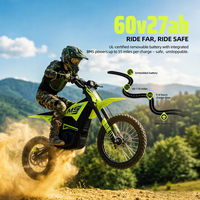 Moto tout-terrain électrique EM5 Pro 5600W 60V 27Ah, double suspension robuste, freins hydrauliques, roues 17/14