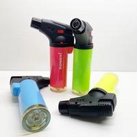 Briquet coupe-vent incliné de style torche au design classique et moderne, en plastique et acier, pour cigarettes, bougies, barbecue, avec logo personnalisé