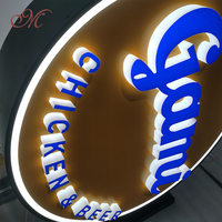 Haute qualité double face 3D LED publicité boîte à lumière forme ronde extérieur montage mural acrylique signe