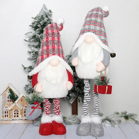 Décoration de Noël Lumineuse en Peluche Gnome Suédois Rétractable 75CM, Elfe Nordique Debout en Plastique et Tissu Certifié BSCI pour la Décoration
