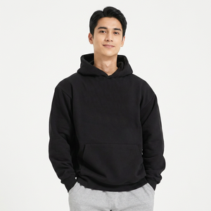 Sweat à capuche surdimensionné pour homme 100 % coton 360 g/m² de haute qualité, streetwear brodé, poche personnalisée, tricoté, grande taille, hiver, couleur unie - Product Image 1