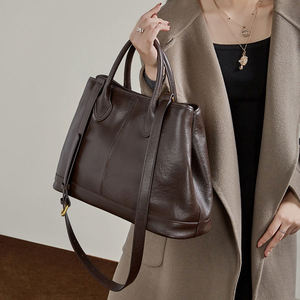 Bolsos de mano de cuero genuino de alta calidad para mujer, bolso escolar, bolso de hombro moderno, de gran capacidad, bolsos de diseño para dama - Product Image 1