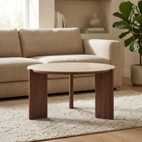 Table basse ronde en céramique moderne à prix de gros direct usine, avec pieds en bois, pour salon