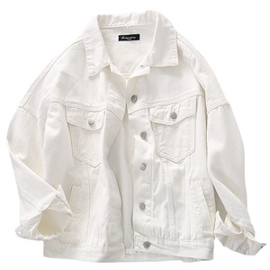 Haut à manches longues en denim <span class=keywords><strong>blanc</strong></span> ample rétro pour femmes, nouvelle collection printemps-automne 2024 Yuhong - Product Image 1