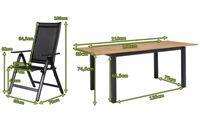 Table à manger extérieure moderne AJUNION, table extensible entièrement automatique, plateau en bois de teck, table à manger en aluminium, 150 cm à 210 cm