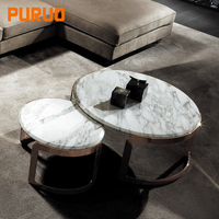 Table basse ronde en marbre de style nordique minimaliste, mobilier Louvre en métal, table basse gain de place en marbre et métal de Chine