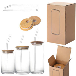 Wide Mouth Lovely Reusable 16oz 500ml Transparent Food Grade Glass Mason Drinking Bottle Screw Cap Straw <strong>Screen</strong> Printed <strong>Reed</strong> - Product Image 4