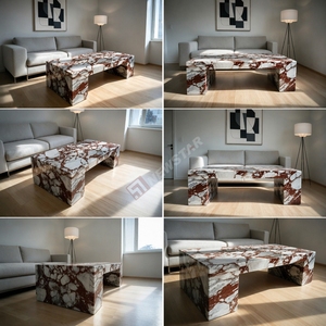 Nuovo Tavolino da Caffè Minimalista Moderno in Marmo Rosso Calacatta <span class=keywords><strong>Viola</strong></span> Naturale per Grandi Hotel, Soggiorni e Arredamento Domestico - Product Image 3