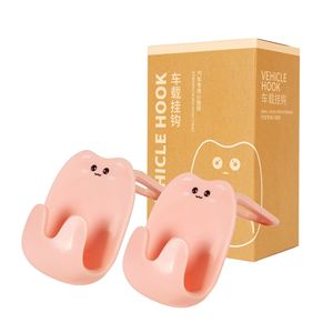 Cute Cartoon <b>Car</b> Seat <b>Hooks</b> Pink Pack Of 2 ABS Material For Interior Storage - Product Image 5