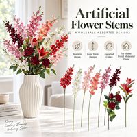 Großhandel Künstliche Blumenstiele Langstielige Polyester-Orchideen Rosen Lilien für Heimdekoration Blumenarrangements Individuelle Farben