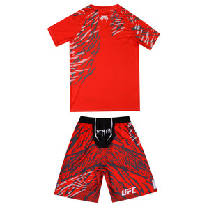 Nuevo Conjunto Deportivo de Manga Corta y Pantalones Cortos para Entrenamiento Físico para Hombre y Mujer para <span class=keywords><strong>Muay</strong></span> <span class=keywords><strong>Thai</strong></span>, MMA, UFC, Boxeo y Sanda con Logotipo Frontal - Product Image 3