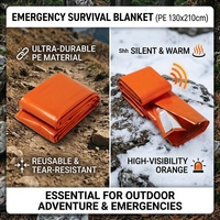 Couverture Thermique Réutilisable en Film PE OEM 130*210CM, Couverture de Premiers Secours d'Urgence avec Sac de Transport Portable