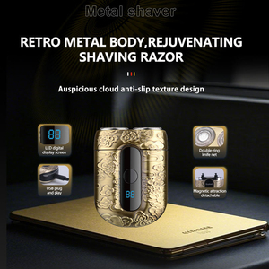 KEMEI Km-t105 Mini Rasoir <span class=keywords><strong>Électrique</strong></span> Haute Vitesse pour Barbe, Bronze Mat, Type C, Affichage LED, Outil de <span class=keywords><strong>Rasage</strong></span> pour Hommes, Têtes Doubles - Product Image 4