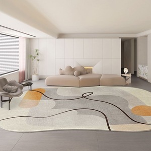 Alfombra minimalista moderna para la habitación, alfombra hecha a mano personalizada de forma Irregular, patrón de retazos, Alfombra de lana para la habitación - Product Image 3