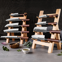 Ensembles de Couteaux de Chef de Cuisine Grandsharp AUS10 Faits Main Japonais, Couteaux de Chef Santoku Nakiri avec Manche en Bois Mkuruti