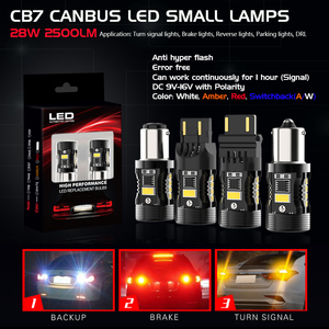 Lanseko CB7 CANBUS dẫn bóng đèn 1157 BAY15D P21/5W đèn phanh báo rẽ 28W 2500LM không có đèn flash siêu và lỗi miễn phí hổ phách trắng đỏ - Product Image 2