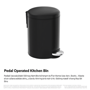 Pedal-operated kitchen <b>bin</b> (5L) with clutch, Black, Art. 12 - Product Image 2