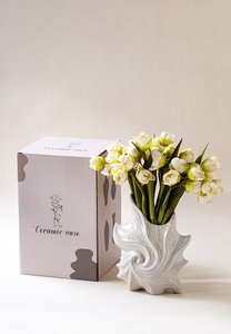 Vase en céramique blanche avec boîte cadeau pour arrangement floral hydroponique dans le salon, ornement parfait - Product Image 6