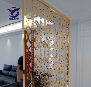 Fabricant de cloison en acier inoxydable doré placage <span class=keywords><strong>d</strong></span>'aluminium diviseur <span class=keywords><strong>d</strong></span>'écran en métal pour escalier intérieur garde-corps mur <span class=keywords><strong>rideau</strong></span> - Product Image 3