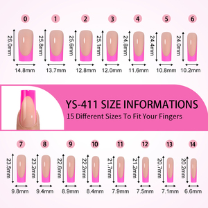 Set di 150 <span class=keywords><strong>Unghie</strong></span> Finte Stile Francese, <span class=keywords><strong>Lunghe</strong></span> e Quadrate, in Cinque Colori, Applicazione Facile - Product Image 4