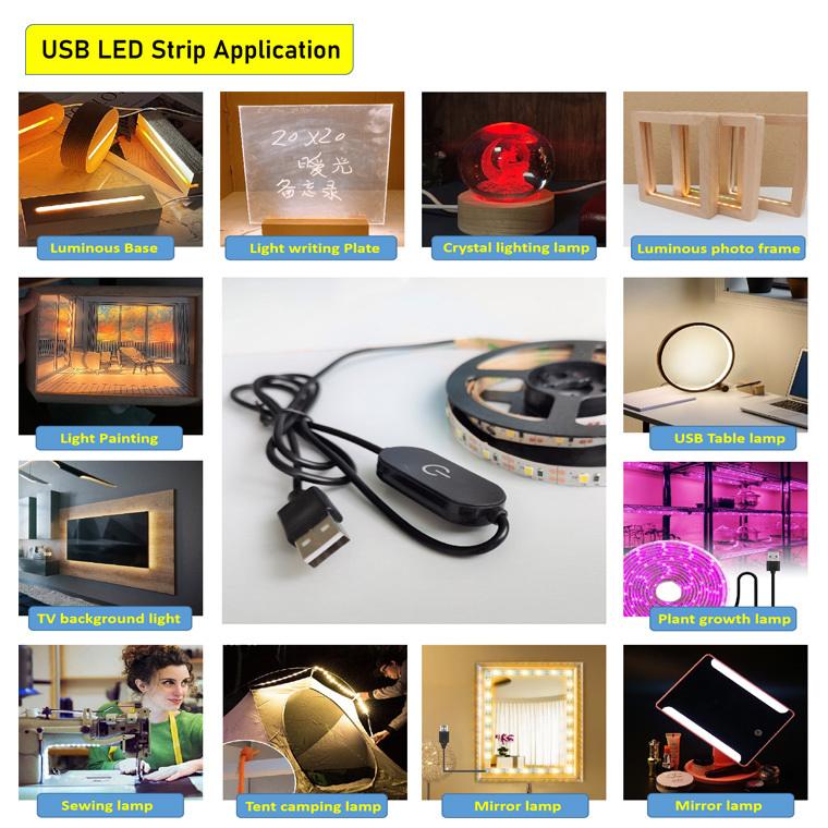 Manufacturer DC 5V 5W 60led/m 2835smd Dimmable USB Led Strip Light With Usb Touch Dimmer Switch · image 5