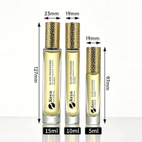 Flacon Roll-on Rond en Verre Transparent de Luxe 5ml 10ml 10ml, Nouveau Design, Vide, pour Huile à Lèvres et Sérum, avec Couvercle Métallique Doré