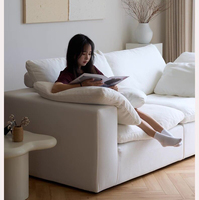 Canapé modulaire carré de petite taille, style crème, en tissu durable, compressé sous vide et roulé, pour salon