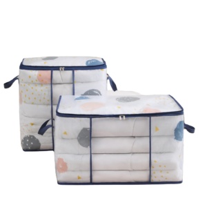 Bedroom Closet Rectangle Large Capacity Clothing Ziplock Storage Bag Boxes Bins Organizer With Handle
