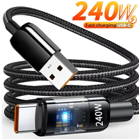 Cable de Carga Rápida USB a Tipo C de 240w 6a para Luces LED, Transferencia de Datos y Carga Rápida 2026