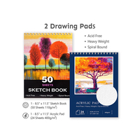 Ensemble d'art de luxe de 175 pièces avec peintures acryliques, crayons, crayons de couleur, ensemble de peinture, coffret en bois, kit d'art professionnel, Micro Art Studio