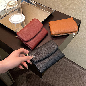 Cartera corta de cuero granulado para mujer, monedero plegable, tarjetero de gran capacidad, venta al por mayor transfronteriza - Product Image 1