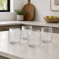Verre à eau rayé 340 ml en verre haut de gamme, transparence cristalline, éclat élégant pour sublimer les boissons – Idéal pour hôtels, mariages, bars