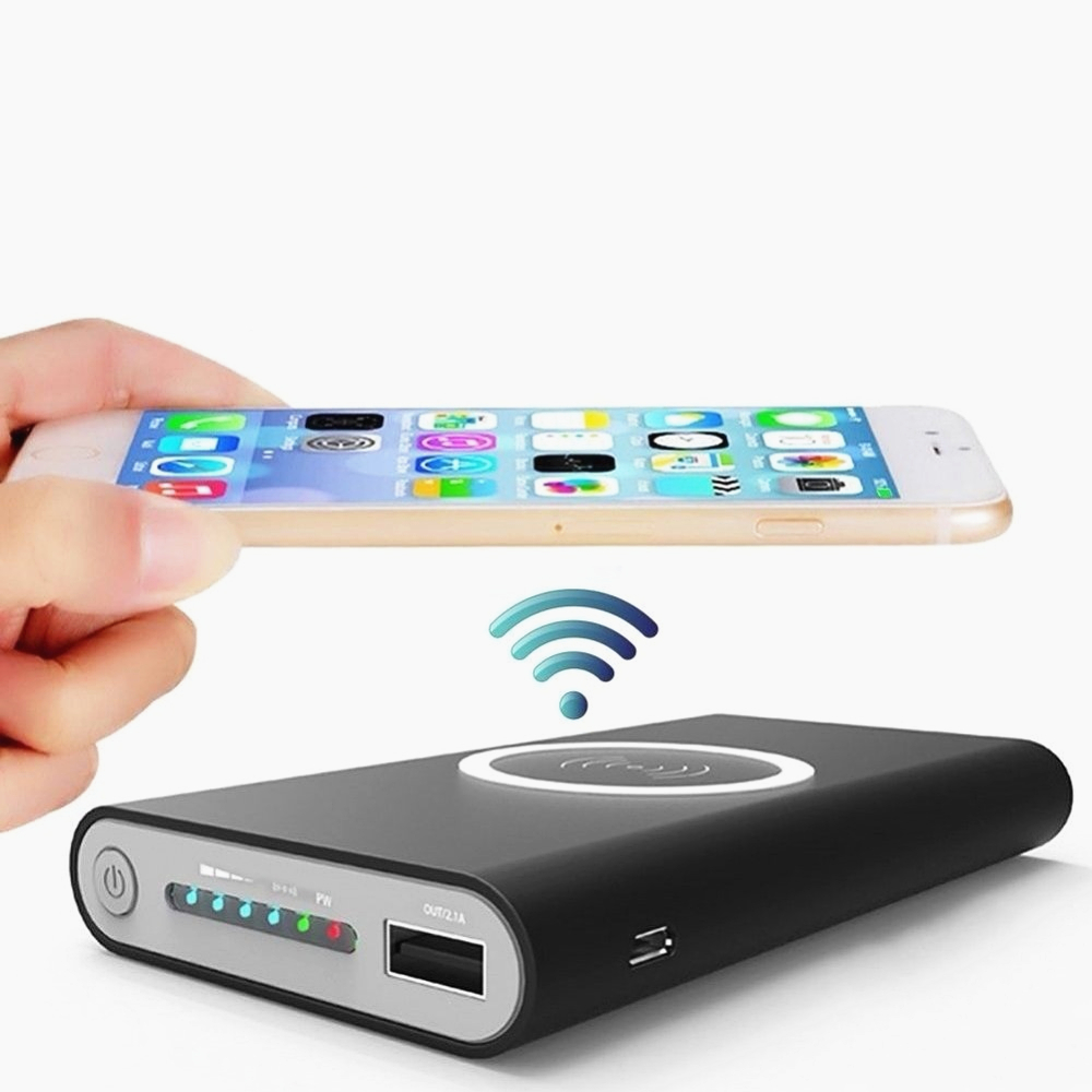 10000มิลลิแอมป์ชั่วโมงธนาคารพลังงานแบตเตอรี่ภายนอกในตัวชาร์จไร้สาย Power Bank แบบพกพา QI Power Bank