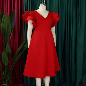 <span class=keywords><strong>Vestidos</strong></span> de Noche Elegantes de Verano con Volantes, Manga Corta, Cintura Alta, Línea A, Vestido de <span class=keywords><strong>Fiesta</strong></span> para Mujer - Product Image 4