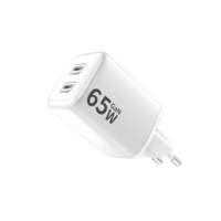 Cargador Justlink PD de 65W GaN con Adaptador USB-C y USB-A, Enchufe EU/US/UK, con Protección Contra Incendios para iPhone