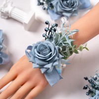 Hoogwaardige zijden blauwe kunstbloem bruiloft elegante moderne Chinese nieuw binnengekomen corsage polscorsage huisfeestdecoratie