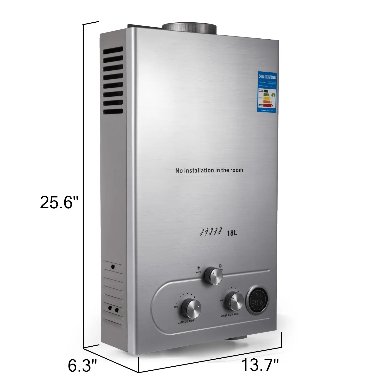 SIHAO 18L Propane Instant 36KW Tankless Instant Boiler Stainless Water Heater with Shower Head Kit