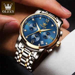 Montres à quartz OLEVS 2858 avec bracelet en acier inoxydable pour hommes, multifonctionnelles, trois aiguilles, étanches, montres-bracelets pour hommes, calendrier - Product Image 5