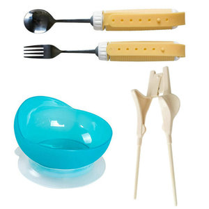 Ustensiles adaptés pour personnes âgées, couverts pour le syndrome de Parkinson, cuillère, fourchette et couteau dentelé en acier inoxydable robuste - Product Image 1