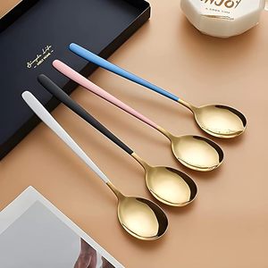 Juego de Cucharas de Acero Inoxidable Doradas con Mango de Color, Juego de Cucharas de Café de Mango Largo para Uso en la Cocina y el Hogar, a Precios Razonables - Product Image 2