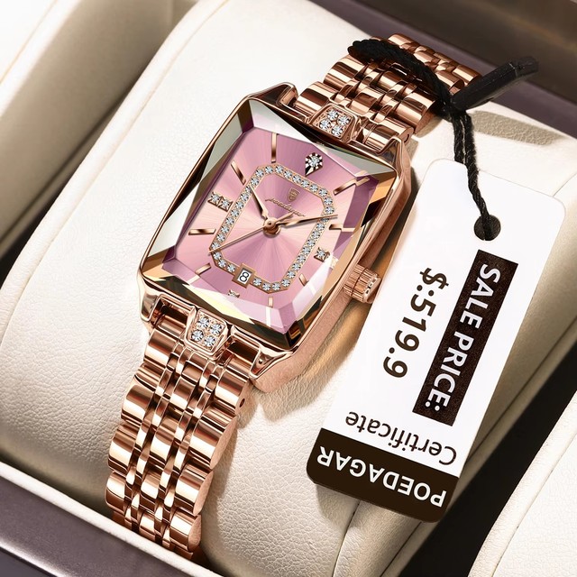 POEDAGAR 785 Top Stainless Steel Luminous Women's Luxury Square Fashion Diamonds Women Quartz Watches Waterproof Wristwatches