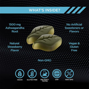 Gomitas de Ashwagandha y Musgo Marino Vegetarianas para Alivio y Relajación, Estimulan el Metabolismo y la Energía, Vitaminas, Buen Precio - Product Image 4