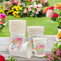 Gobelet jetable en papier imprimé personnalisé avec motif flamant rose, qualité alimentaire, biodégradable, anti-fuite, résistant à la chaleur, avec couvercle et paille, pour fêtes