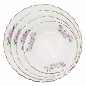 Platos y Vajilla <span class=keywords><strong>de</strong></span> Porcelana HARVIT Baratos <span class=keywords><strong>de</strong></span> Fábrica con Borde Tallado y Diseño Floral, con Borde Plateado, para Sopa, Postre y Fiestas - Product Image 1