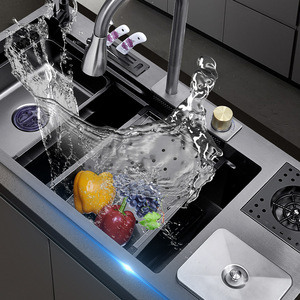 Fregadero de cocina grande de una sola cubeta, color gris acero inoxidable 304, para lavar verduras, fregadero doméstico para lavavajillas - Product Image 5