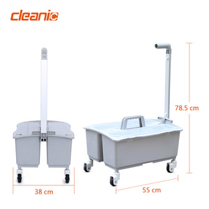 Système de nettoyage de vadrouille plate sans eau commerciale Chariot de nettoyage en plastique PP sur roues silencieuses - Product Image 6