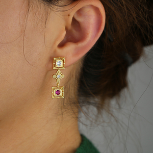 Boucles d'oreilles vintage pour femmes, bijoux en plaqué or, style palais, classique, mode, pendentifs - Product Image 4