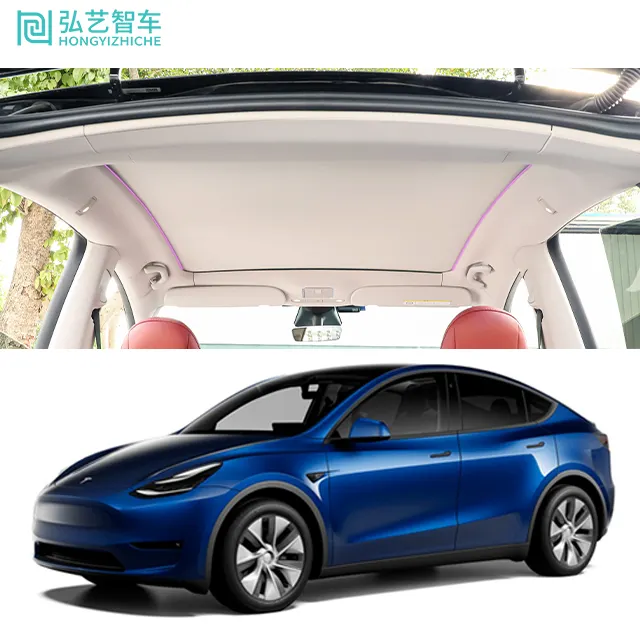 차 실내 부속품 Tesla 모형 y를 위한 철회 가능한 유리제 지붕 차 Sunroof 차양